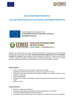 PROJECT FICHE Pipeline 4: Energy Efficiency