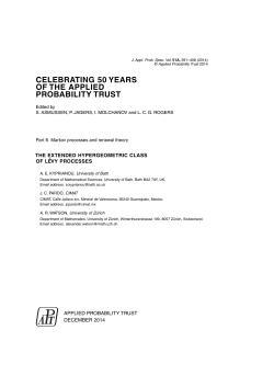 CELEBRATING 50 YEARS OF THE APPLIED PROBABILITY TRUST