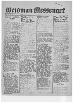 Editor`s Column Another Old Building Bought Weidman To Play