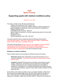 Schools` template for pupils with medical needs