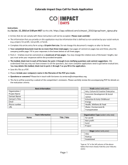 Colorado Impact Days Call for Deals Application