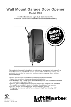 114A4565 Wall Mount Garage Door Opener Model 8500