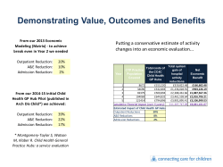 Demonstrating Value, Outcomes and Benefits