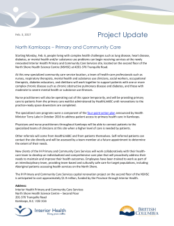 North Kamloops &ndash; Primary and Community Care update