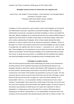 Cognitive Load Theory Conference, Wollongong, 29