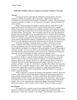 Loraine P. Snead L.Snead Difficulties Teaching Abstract Concepts