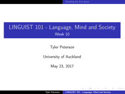 LINGUIST 101 - Language, Mind and Society