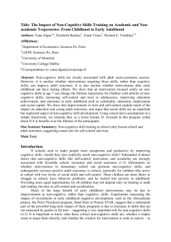 The Impact of Non-Cognitive Skills Training on
