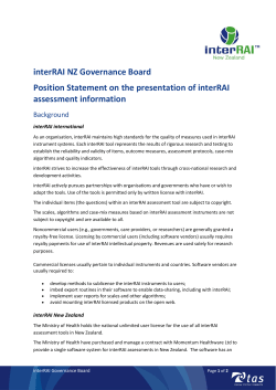 interRAI NZ Governance Board Position Statement on the