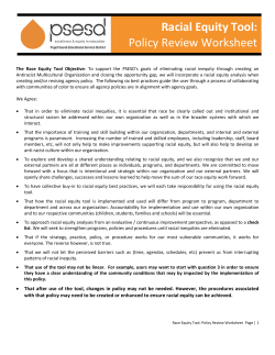 Racial Equity Policy Review Worksheet