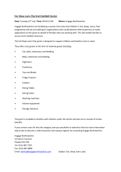 Eat, Sleep, Learn, Play Grant Spotlight Session Date