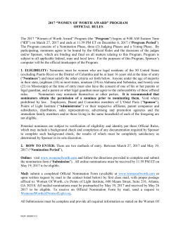 2017 &ldquo;WOMEN OF WORTH AWARD&rdquo; PROGRAM OFFICIAL RULES