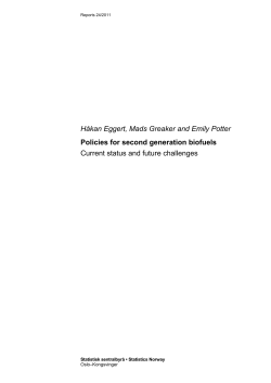 Policies for second generation biofuels. Current status and