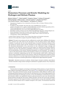 Elementary Processes and Kinetic Modeling for Hydrogen