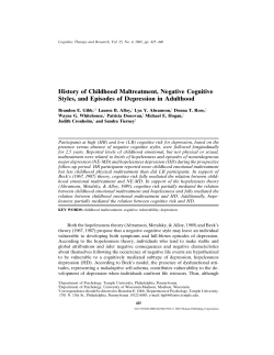 History of Childhood Maltreatment, Negative Cognitive Styles, and
