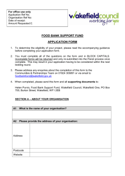 Food Bank Support Fund application form