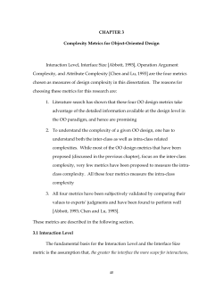 Chapter 3. Complexity Metrics for Object