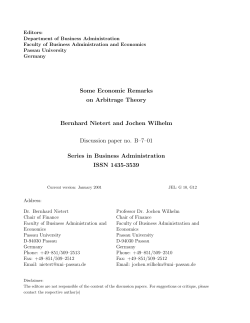 Some Economic Remarks on Arbitrage Theory Bernhard Nietert and