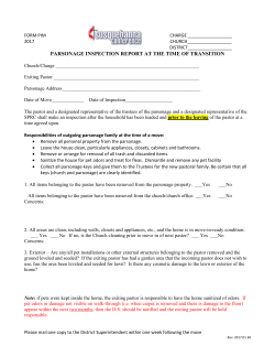 Parsonage Inspection Report at the Time of Transition