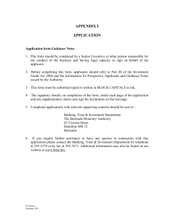 Application Form - Appendix I