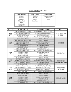 Soccer Schedule 2016-2017 DATE HOME TEAM VISITING TEAM BYE