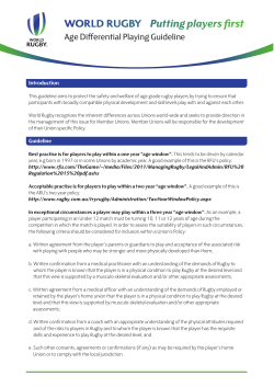 Age Policy - World Rugby Player Welfare