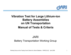Vibration Test for Large Lithium-ion Battery Assemblies on