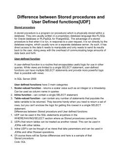 Difference between Stored procedures and User Defined functions