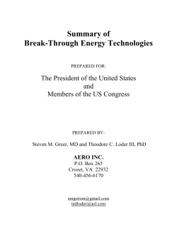 Summary of Break-Through Energy Technologies