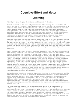 Cognitive Effort and Motor Learning