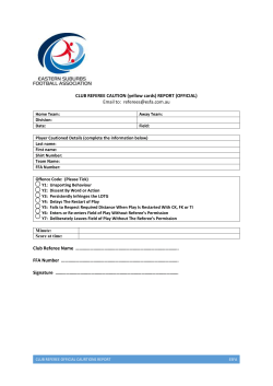 (club appointed) Cautions Report