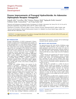 Process Improvements of Prasugrel Hydrochloride: An Adenosine
