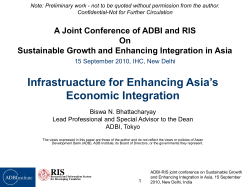 Infrastruacture for Enhancing Asia`s Economic Integration