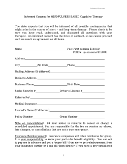 Informed Consent for MINDFULNESS BASED Cognitive Therapy
