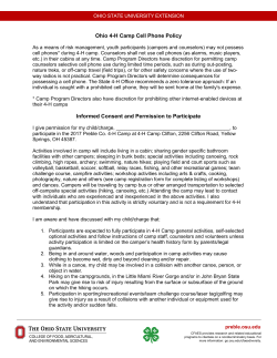 Ohio 4-H Camp Cell Phone Policy Informed Consent and
