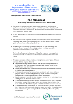 Key Messages from the 3rd Round of the Out of Hours Benchmark