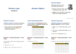 Boolean Logic Boolean Algebra