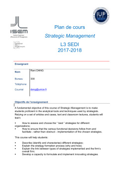 Plan de cours Strategic Management L3 SEDI 2017