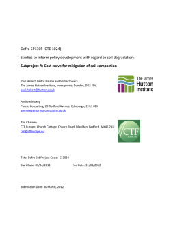 SP1305 Subproject A Cost curve for mitigation of