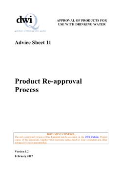 Product Re-approval Process - Drinking Water Inspectorate