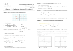 Chapter 6 : Continuous function Worksheet 2 ( ) ( )