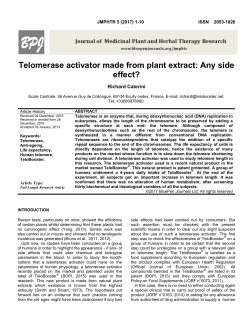 Telomerase activator made from plant extract