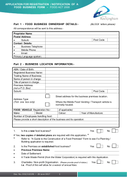 Application for Registration/Notification of a Food Business