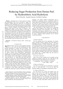 Reducing Sugar Production from Durian Peel by Hydrochloric Acid
