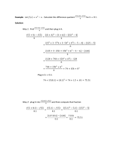 Example: Let (    ) = 3 &minus; . Calculate the difference quotient for ℎ = 0.1