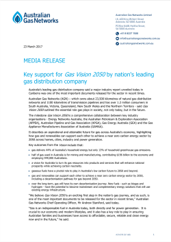 MEDIA RELEASE Key support for Gas Vision 2050 by nation`s