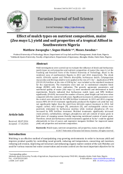 Effect of mulch types on nutrient composition, maize (Zea mays L