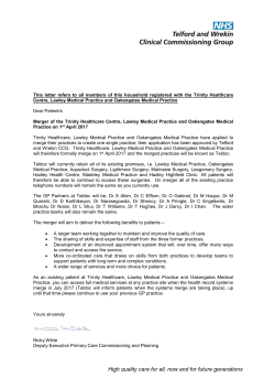 CCG letter advising of merger