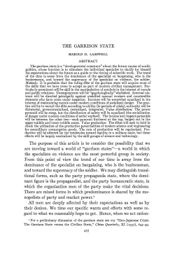 THE GARRISON STATE The purpose of this article is to consider the