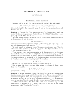 SOLUTIONS TO PROBLEM SET 3 The General Cubic